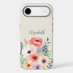 Custom Name Watercolor Floral Anemone