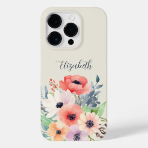 Custom Name Watercolor Floral Anemone Case-Mate iPhone 14 Pro Case