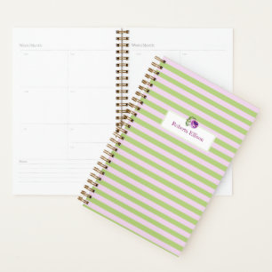 Custom Name Watercolor Rose Stripes Business Planner