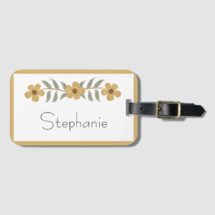 Custom Name Watercolor Simple Floral Modern Luggage Tag