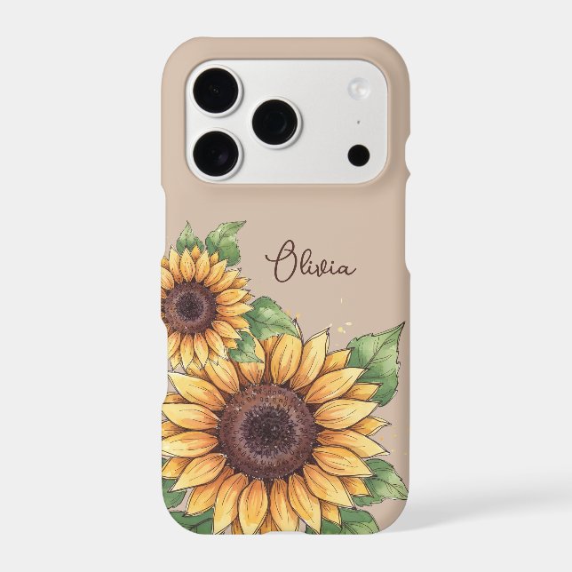 Custom Name Watercolor Sunflower Rustic (Back)