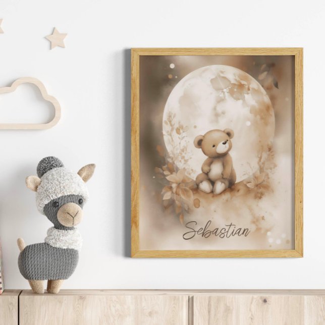 Custom Name Watercolor Teddy Bear Nursery Poster (Creator Uploaded)
