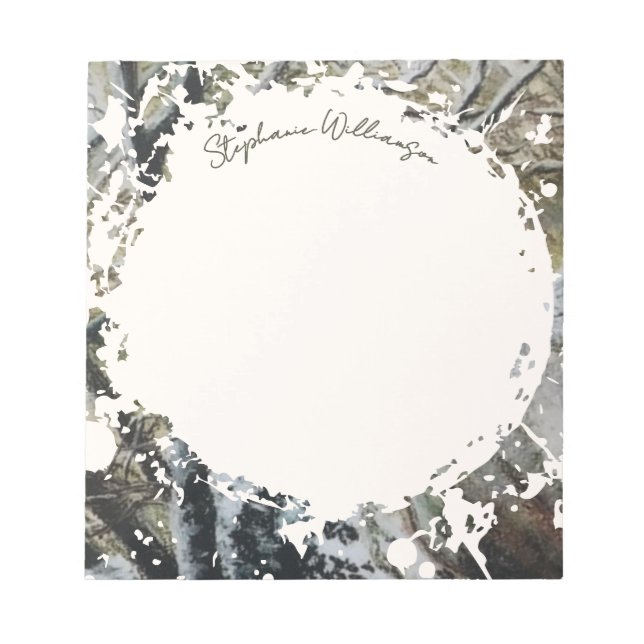 Custom Name Watercolor Winter Splatter Modern  Notepad (Front)
