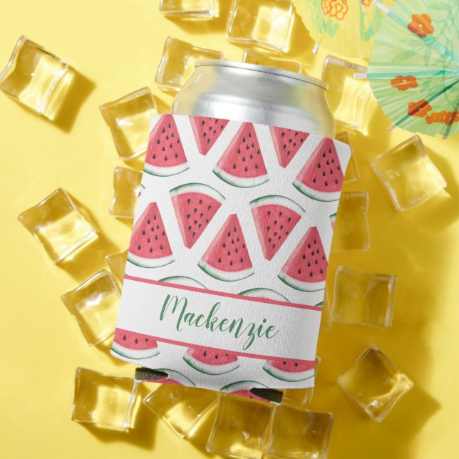 Custom Name Watermelon Slice Summer Can Cooler (In Situ Summer)