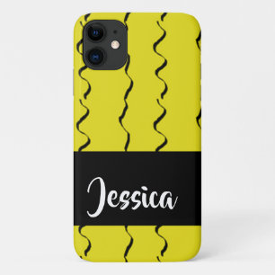 Custom name wavy lines on yellow Case-Mate iPhone case