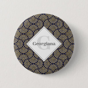 Custom Name We Are Watching You Navy & Gold Deco 6 Cm Round Badge