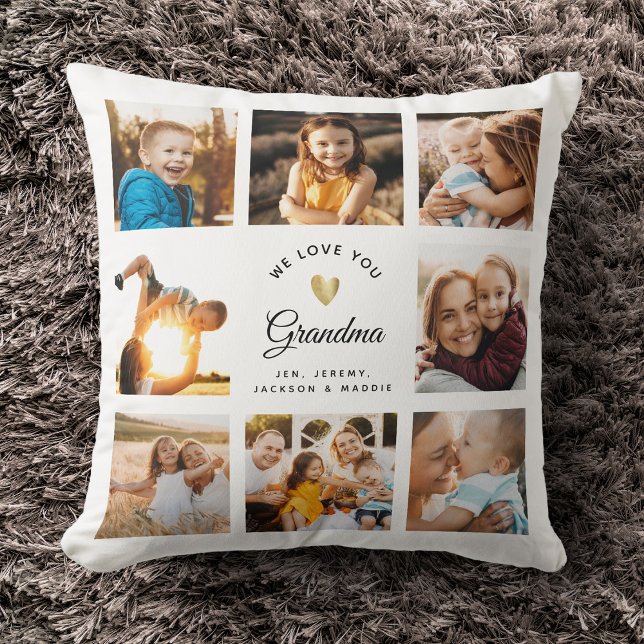Custom Name We Love You Grandma Modern Photo Cushion (Creator Uploaded)