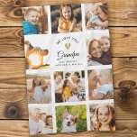 Custom Name We Love You Grandpa Modern Photo<br><div class="desc">Give with all your heart: A unique,  modern birthday or holiday gift for Grandpa: This minimalist elegant Instagram photo collage kitchen towel lets your photos shine - with your personal message and custom name under a shining printed golden heart.</div>