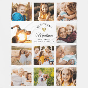 Custom Name We Love You  Modern Family Photo  Fleece Blanket