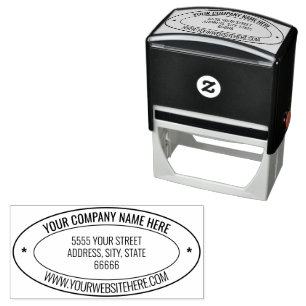 Custom Name Website Address Oval Self-inking Stamp