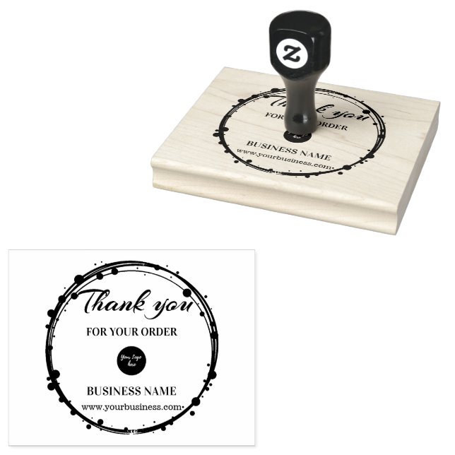 Custom Name website Circle Thank you Business Logo Rubber Stamp (Stamped)