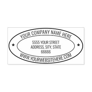 Custom Name Website Info Address Oval Rubber Stamp