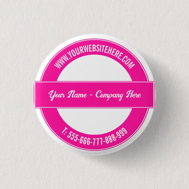 Custom Name Website Phone Info Colours Button (Front)