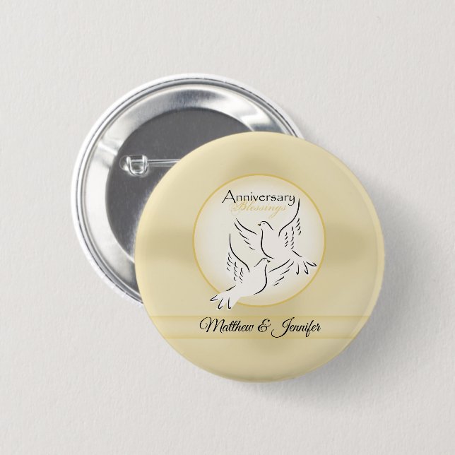 Custom Name, Wedding Anniversary Blessings 6 Cm Round Badge (Front & Back)