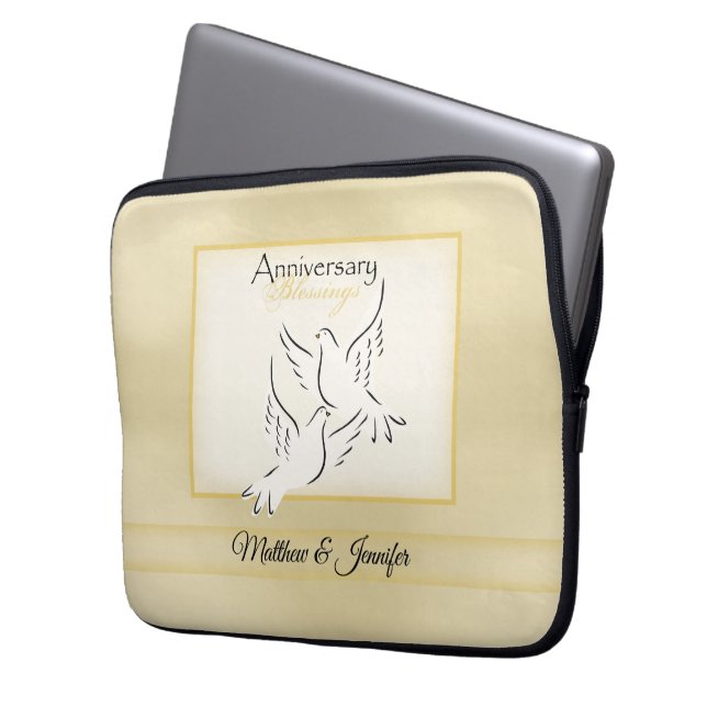 Custom Name, Wedding Anniversary Blessings Laptop Sleeve (Front Left)