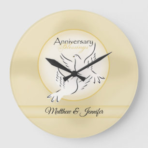 Custom Name, Wedding Anniversary Blessings Large Clock