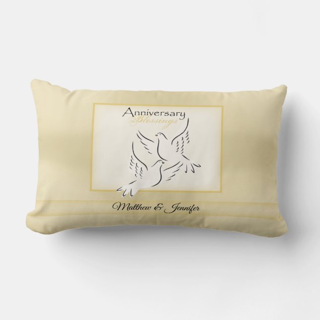 Custom Name, Wedding Anniversary Blessings Lumbar Cushion (Front)