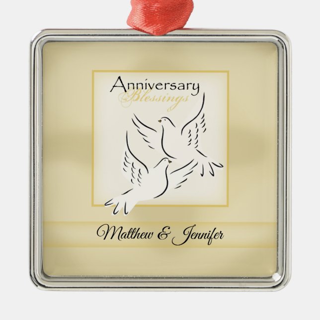 Custom Name, Wedding Anniversary Blessings Metal Tree Decoration (Front)