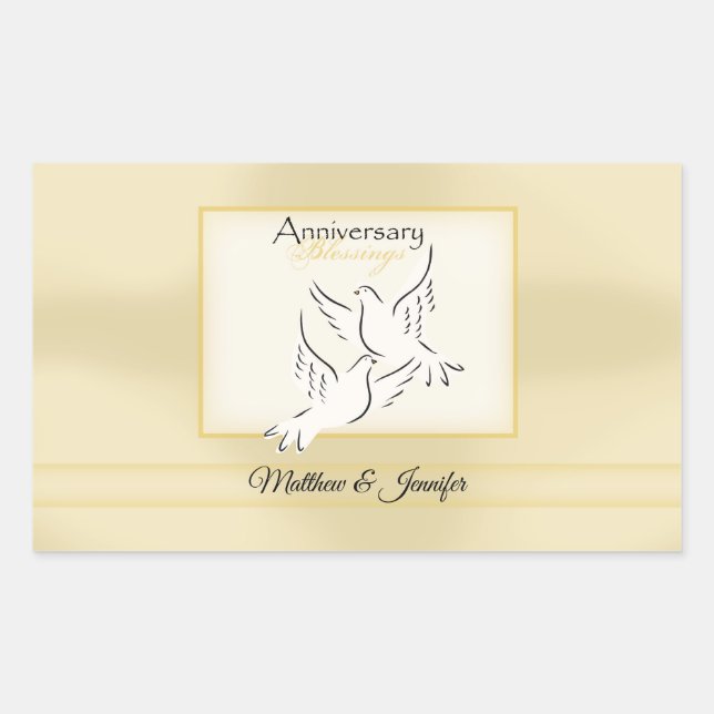 Custom Name, Wedding Anniversary Blessings Rectangular Sticker (Front)