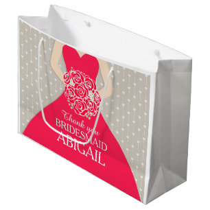 Custom name wedding bridesmaid dress red bag
