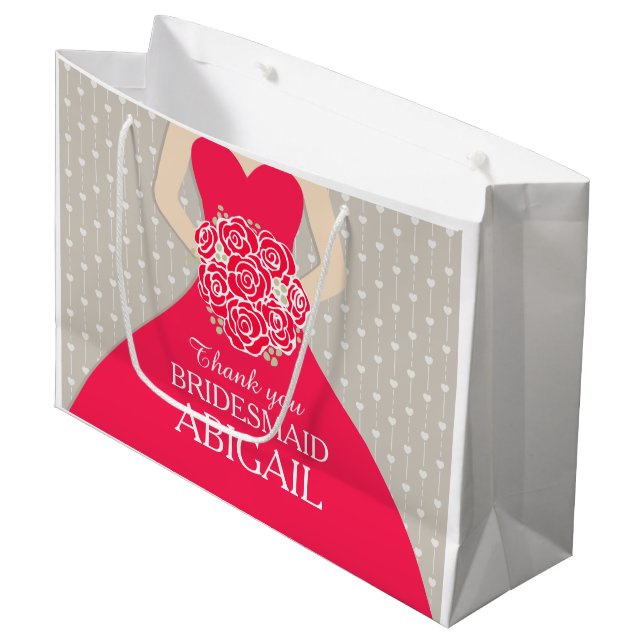 Custom name wedding bridesmaid dress red bag (Front Angled)