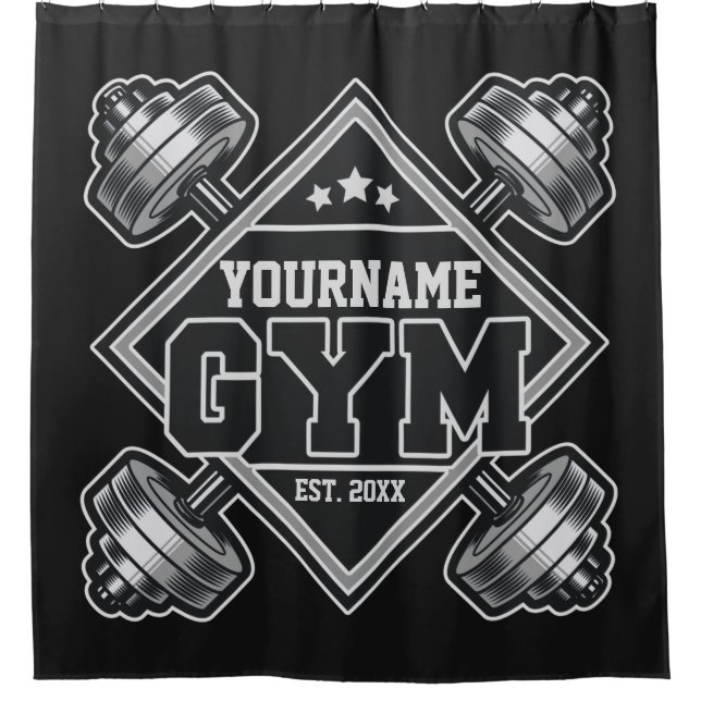 Custom NAME Weightlifting Home Crossfit Gym Shower Curtain (Front)