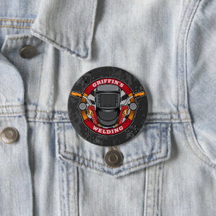 Custom NAME Welder Metal Fabricator Welding Shop 7.5 Cm Round Badge
