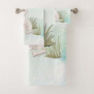 Custom Name Westie Pet Dog Bath Towel Set