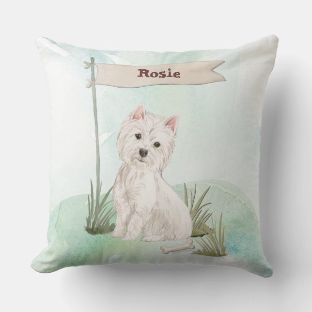 Custom Name Westie Pet Dog Cushion (Front)