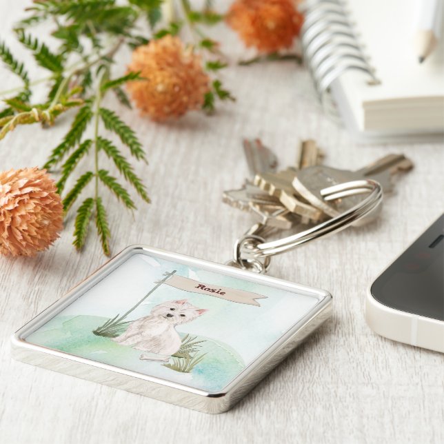 Custom Name Westie Pet Dog Key Ring (Side)