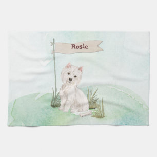Custom Name Westie Pet Dog Tea Towel