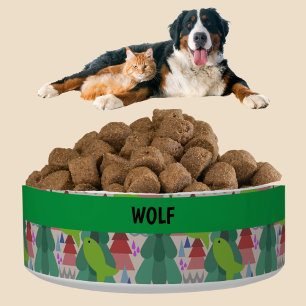 Custom Name Whimsical Nature Dog Cat Bowl