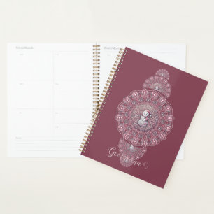 Custom Name Whimsical Snowman Ornamental Mandala Planner