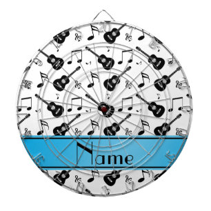 Custom name white black guitars music notes dartboard
