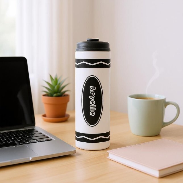 Custom Name White Crayon Travel Mug Drink Tumbler (Creator Uploaded)