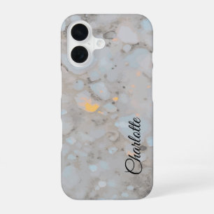 Custom Name White Crystal iPhone 16 Case