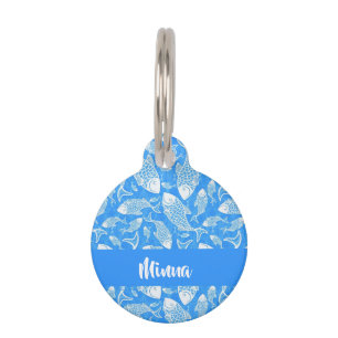 Custom name white fish pet tag