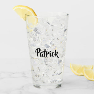 Custom name white plain glass