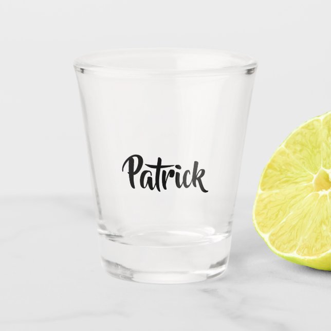 Custom name white plain shot glass (Front)