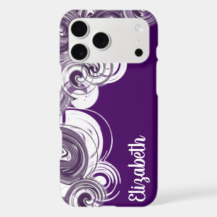 Custom Name White Spiral Pattern Purple Abstract