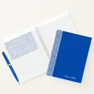 Custom Name white vector Pattern Notebook