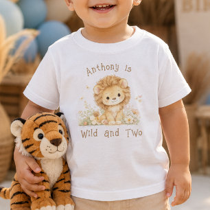 Custom Name Wild and Two 2nd Birthday Baby T-Shirt