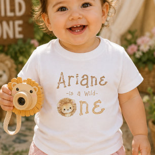 Custom Name Wild One First Birthday Baby T-Shirt