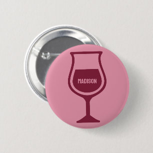 Custom Name Wine Glass 6 Cm Round Badge