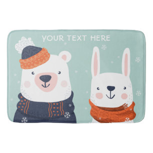 Custom name Winter Animals bath mat 1/3