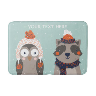 Custom name Winter Animals bath mat 2/3
