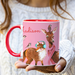 Custom Name Winter Animals Mug