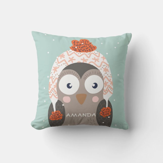 Custom name Winter Animals throw pillows (Front)