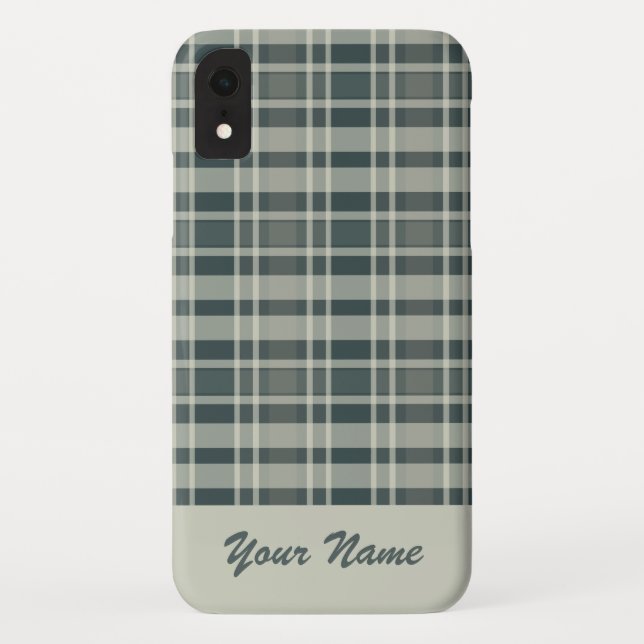 Custom name winter fabric Monochrome Check Pattern Case-Mate iPhone Case (Back)