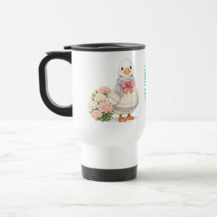 Custom name winter goose carnation birth flower travel mug